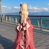 Niulatu Ball Gown Spaghetti Straps Chiffon Summer 18th Birthday Dress High Low Ombre Red Lolita Dress Birthday Outfits HZ1214