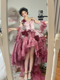 Niulatu Ball Gown Spaghetti Straps Chiffon Summer 18th Birthday Dress High Low Ombre Pink Lolita Dress 18th Birthday Outfits HZ1214
