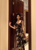 Elegant A line Black Floral Chiffon Sleeveless 21st Birthday Dress Party Gown Birthday Outfits Birthday Dress Ideas For Women HZ1214