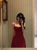 Elegant A line Spaghetti Straps Red 21st Birthday Dress Party Gown Birthday Outfits Birthday Dress Ideas For Women HZ1214
