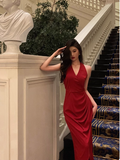 Elegant Glamour Mermaid Halter Red Prom Dress Party Dress Evening Dresses HZ1214