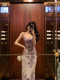 Elegant A line Spaghetti Straps Lilac Floral Sleeveless 21st Birthday Dress Party Gown Birthday Outfits Birthday Dress Ideas For Women HZ1214