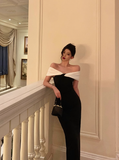 Elegant Sheath Off The Shoulder Black 18th Birthday Dress Party Gown Birthday Outfits Birthday Dress Ideas For Women HZ1214