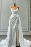 Beautiful White Long A-line Spaghetti Straps Wedding Dresses With Beads Brides Dress HZ1214
