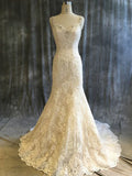 Beautiful Beading V-neck Trumpet/Mermaid Lace Tulle Wedding Dress Brides Dress HZ1214