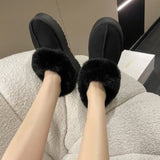Niulatu Women's Snow Boots 2025 Winter New Design Fluffy Keep Warm Ankle Boots Ladies Home Slides Anti-slip Warm Fluffy Slippers Shoes DJSE