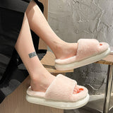 Niulatu Women's Slippers Thick-bottomed Fur Furry Slippers for Home Soft Platform Shoes 2025 Indoor House Warm Cotton Slippers DJSE