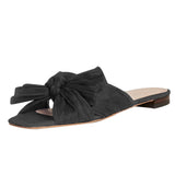 Niulatu Slip On Bowknot Women Pleated Sandals Slides Summer Flat Low Heel Casual Slip On Gold Leisure Open Toe Shoes Size 43 DJSE