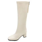 Niulatu Women Pumps Motorcycle Boots Lady Designer Knee-High Fashion Super High Heels Zipper Shoes Warm Snow Mujer Botas DJSE