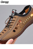 Niulatu Men's Casual Sandals Fashion Hollow Out Breathable Shoes Flat Business Soft Bottom Sneakers Sandalias Hombre DJSE
