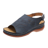 Niulatu Summer Women Platform Rome Sandals PU Leather Wedges Beach Sandalias Woman Open Toe Solid Casual Shoes Plus Size 43 DJSE