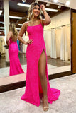 Niulatu Royal Blue Spaghetti Straps Sequins Mermaid Long Prom Dress with HZ1007