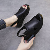 Niulatu Sandals Women 2025 New Summer High-heeled Fish Mouth Women's Shoes Soft Leather High Platform Shoes Slippers DJSE