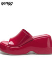 Niulatu Sandals For Women Wedge Slingback Fashion Metallic Glitter Open Toe Slipper Shoes Summer Casual Slip On Sandals DJSE