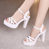 Niulatu 32-43 Block Heel Platform Sandals Women Wedding Shoes Summer 2025 Elegant Leather High Heels Sandals Ladies Office DJSE