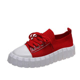 Niulatu Women's Stylish Sneakers 2025 Spring New Stretch Fabric Ladies Lace Up Casual Shoes 36-43 Large-Sized Female Comfy Flats DJSE