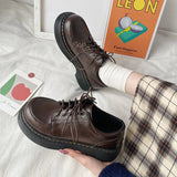 Niulatu Shoes Oxford Shoes 2025 autumn Vintage Brown Leather Lace Up Women Fashion Loafer Shoes Black Oxford Shoes DJSE
