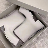 Niulatu Trendy Square Head Thick Bottom Rain Boots Non-Slip Waterproof Tooling Boots British Style Menand Women Couple Shoes DJSE