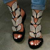 Niulatu Gladiator Women Sandals Platform Flat Peep Toe Crystal Wings 2025 Fashion Rome Party Female Ladies Shoes Zapatos De Mujer DJSE