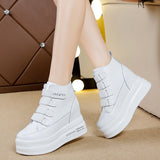 Niulatu women's running shoes with increased thick bottom shoes for student leisure PU leather High-to sneakers Spring / Autumn DJSE