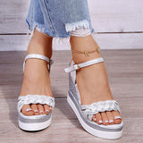 Niulatu Women Summer Wedge Heel Sandals Platform Sandals Strap Open Toe Chunky Bottom Casual Shoes 2025 gold silver pink sandals 10cm DJSE