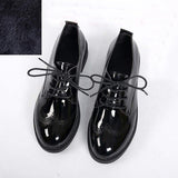 Niulatu Women Brogue Shoes Oxford Flats Autumn Spring Woman Full Black Office Ladies Female Derby Shoes DJSE