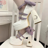 Niulatu Platform High Heels Pumps Women 2025 Spring Punk Thick Heel Mary Jane Lolita Shoes Woman Patent Leather Cosplay Shoes DJSE