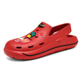 Niulatu Summer Sandals Couple Women Garden Shoes Green Cartoon Clogs Woman Slip On Sandals Comfort Nursing Shoes Flat Slippers DJSE
