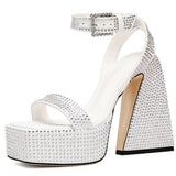 Niulatu Open Toe Platform Flared High Heels women's Sandals Ankle Strap Buckle Summer Fashion Dress Wedding Party Shoes Woman DJSE