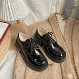 Niulatu To School Uniform Shoes Small Leather Shoes Female British Girl Japanese Wild Black Retro Mary Jane Shoes Lolita Platform Shoes Low Hee DJSE