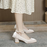 Niulatu Bride Shoes Women Sandal Mary Jane Red Style Wedding Designer Flat Pearl Decoration Mid-Heel Chaussure Luxury Pump DJSE