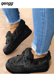 Niulatu Women 2025 New Women Winter Ankle Boots Suede Leather Snow Boots Plush Natural Fur Warm Slip-on Ladies Shoes Flats DJSE