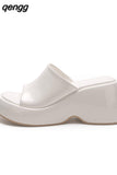 Niulatu Sandals For Women Wedge Slingback Fashion Metallic Glitter Open Toe Slipper Shoes Summer Casual Slip On Sandals DJSE