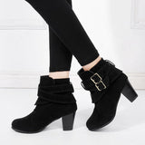 Niulatu Chain Women's Boots PU Leather Back Zipper Woman Boots Pointed High Heels Shoes For Women 2025 Ankle Boots Female Shoes DJSE