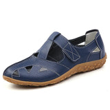 Niulatu Women's Sandals 2025 Summer Genuine Leather Handmade Ladies Shoe Leather Sandals Women Flats Beach Shoes Retro Mother Shoes 42 DJSE