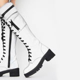 Niulatu Boots Women Cool Goth Zipper Design Cool Lace Up Chunky Heel High Quality Shoes Woman Fashion Popualr Big Size 45 DJSE