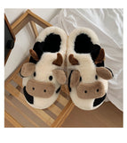 Niulatu Cotton Warm Home Slippers Women's Winter Anti-Skid Thick Bottom Plush Indoor Household Shoes Lovely Cow Animal Slipper DJSE