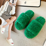 Niulatu New Fashion Furry Slippers for Women's Outer Wear Thick-soled Warm Cotton Slippers Comfortable Platform Shoes DJSE