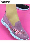 Niulatu Women Sneakers Mesh Breathable Floral Comfort Mother Shoes Soft Solid Color Fashion Female Footwear Lightweight Zapatos De Mujer DJSE