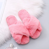 Niulatu Fluffy Slippers Women Cozy Faux Fur Cross Indoor Floor Slides Flat Soft Furry Shoes Ladies Female Celebrities Flip Flops DJSE