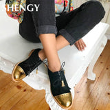Niulatu New British Oxford Shoes Woman Lace-up Carving Pointed Toe Slip on Creepers Leather Shoes Women Flats Office Party Shoes DJSE