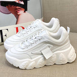 Niulatu Spring Bright Purple Chunky Shoes Women's Vulcanized Sneakers Platform Shoes Girls Light Weight Leather PU Sneaker DJSE