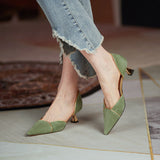 Niulatu Slip on Women Shoes Square Med Heels Spring Autumn Concise Pointed Toe Ladies Pumps Size DJSE
