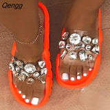 Niulatu Slippers Women Large Size Transparent Flat Casual Mules Non-slip Outdoor Walking Beach Ladies Open Toe Shoes DJSE