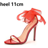 Niulatu Woman Sweet Bow Knot Elegant Ankle Strap Party Sandals Black Thin High Heels White Wedding Shoes Open Toe DJSE