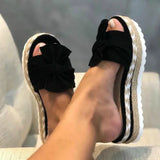 Niulatu Women Slippers Platform Wedge Sandals Fashion Bow Peep Toe Beach Outdoor Ladies Walking Shoes Plus Size Zapatilla Mujer DJSE