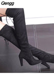 Niulatu Women Boot Fashion Suede Women Over The Knee Boot Lace Up Sexy High Heels Shoes Woman Slim Thigh High boot Women fr5 DJSE