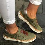 Niulatu Breathable Hollow Out Sneakers Casual Round Toe Flat Loafers Comfortable Sneakers Female Plus Size Chaussure Shoes 1021 DJSE