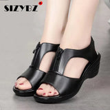 Niulatu for Women Summer Shoes Woman Fashion Peep Toe Elegant Comfort Beach Sandals Soft Leather Wearable DJSE
