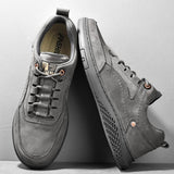 Niulatu Men's genuine Leather Casual Shoess lace up Trend Comfortable Men Shoes outdoor Sneakers British Fashion Men High Top Moccasins DJSE